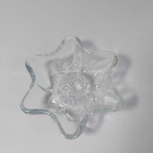 Vintage Anchor Hocking 6 Point Shape Clear‎ Glass Candlestick Holder